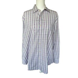 Tasso Elba Men's Shirt Size L Long Sleeve 100% Cotton Purple White Button Cuffs